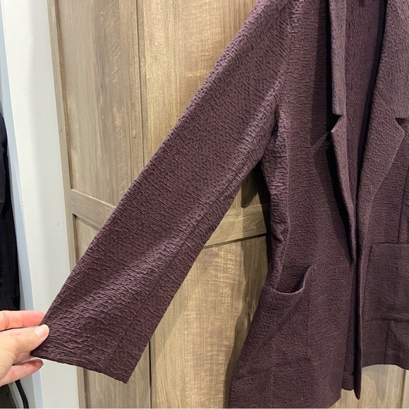 EILEEN FISHER XS Textured Jacket Blazer Oversized Open-Front Purple - Picture 7 of 13